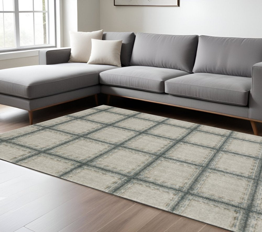 7' X 10' Gray Geometric Power Loom Area Rug