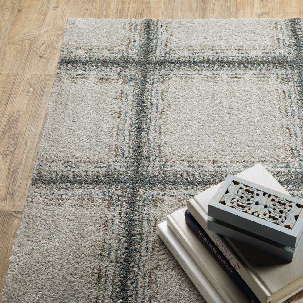 7' X 10' Gray Geometric Power Loom Area Rug