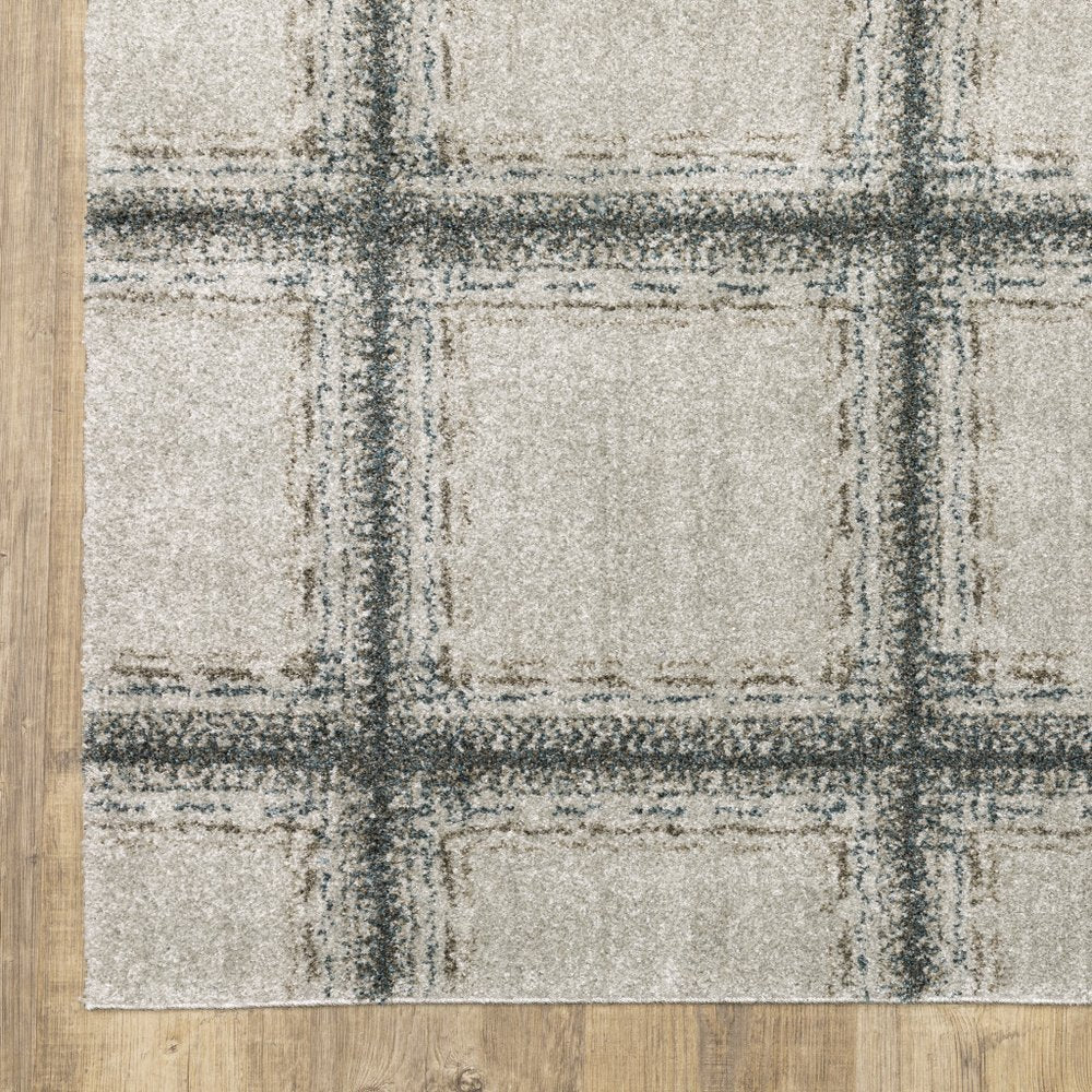 7' X 10' Gray Geometric Power Loom Area Rug