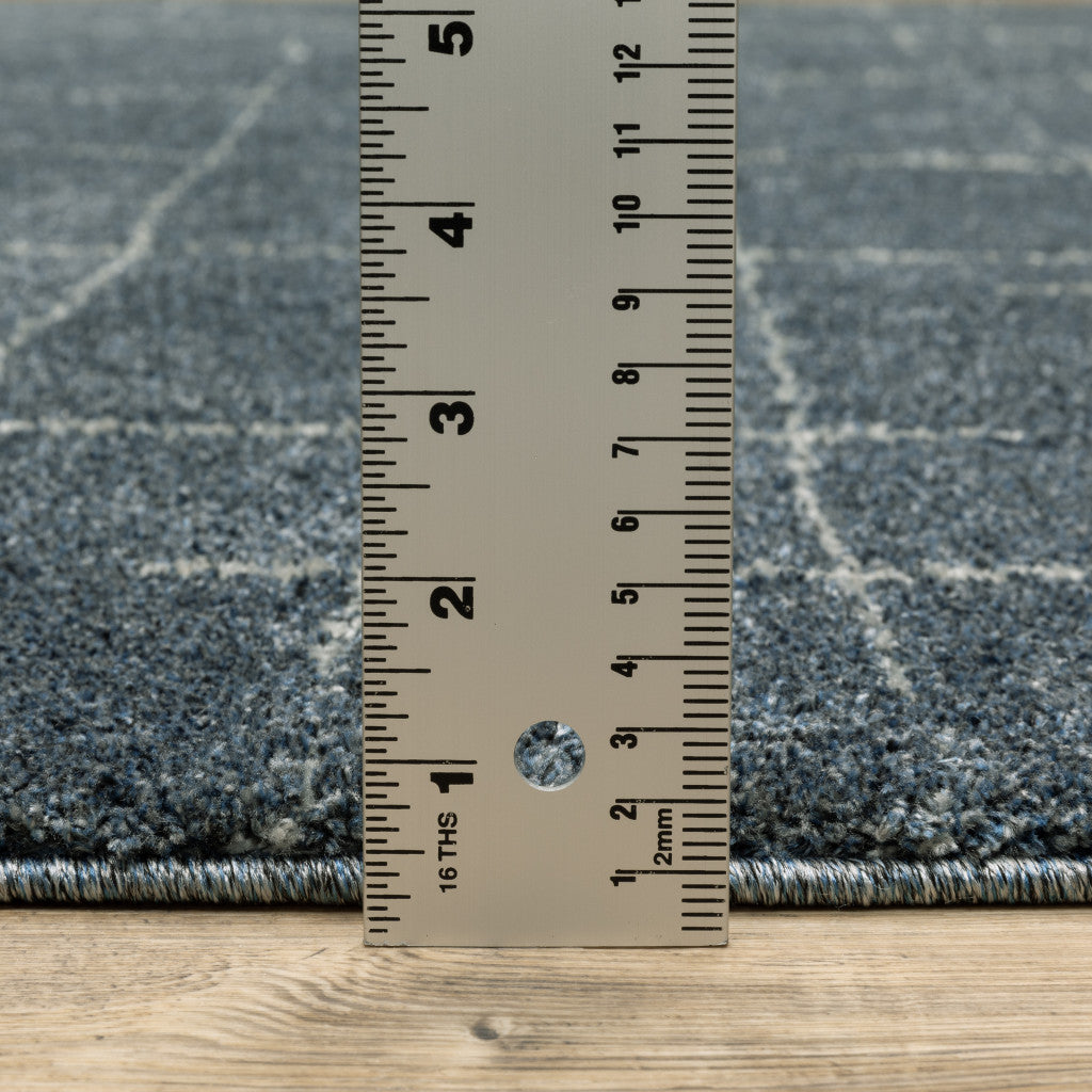 5' X 8' Blue And Grey Geometric Power Loom Stain Resistant Area Rug