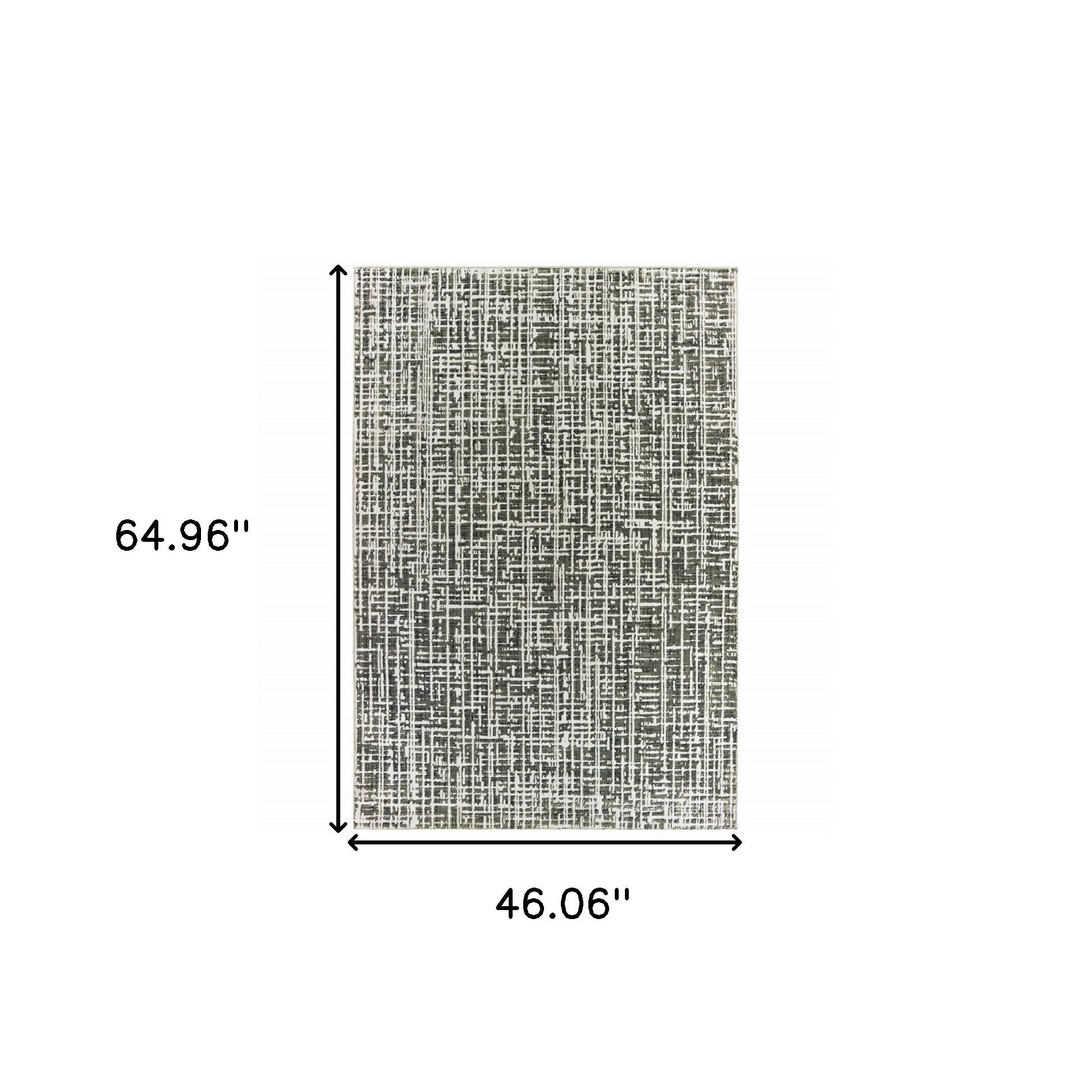 4' X 6' Grey And Ivory Abstract Power Loom Stain Resistant Area Rug