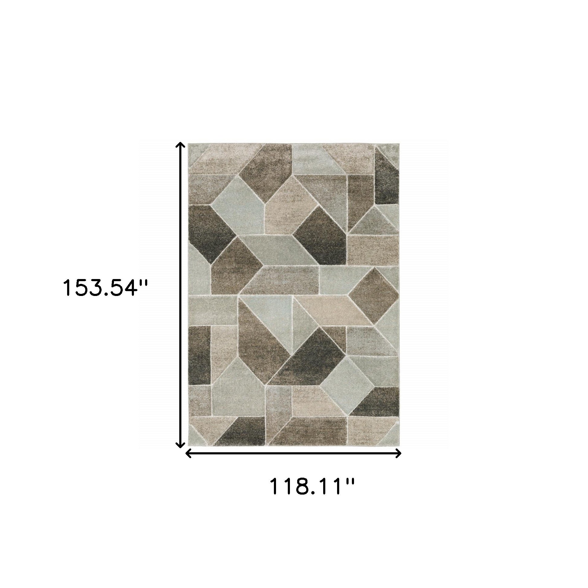 10' X 13' Grey Brown Beige Tan Taupe And Ivory Geometric Power Loom Stain Resistant Area Rug
