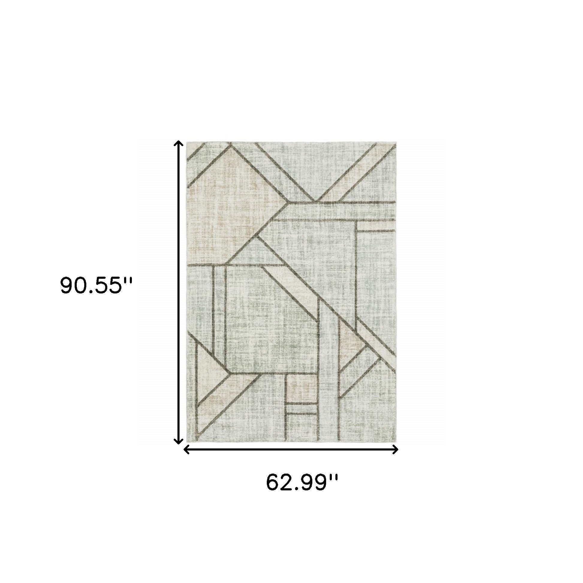 5' X 8' Gray And Ivory Geometric Power Loom Area Rug