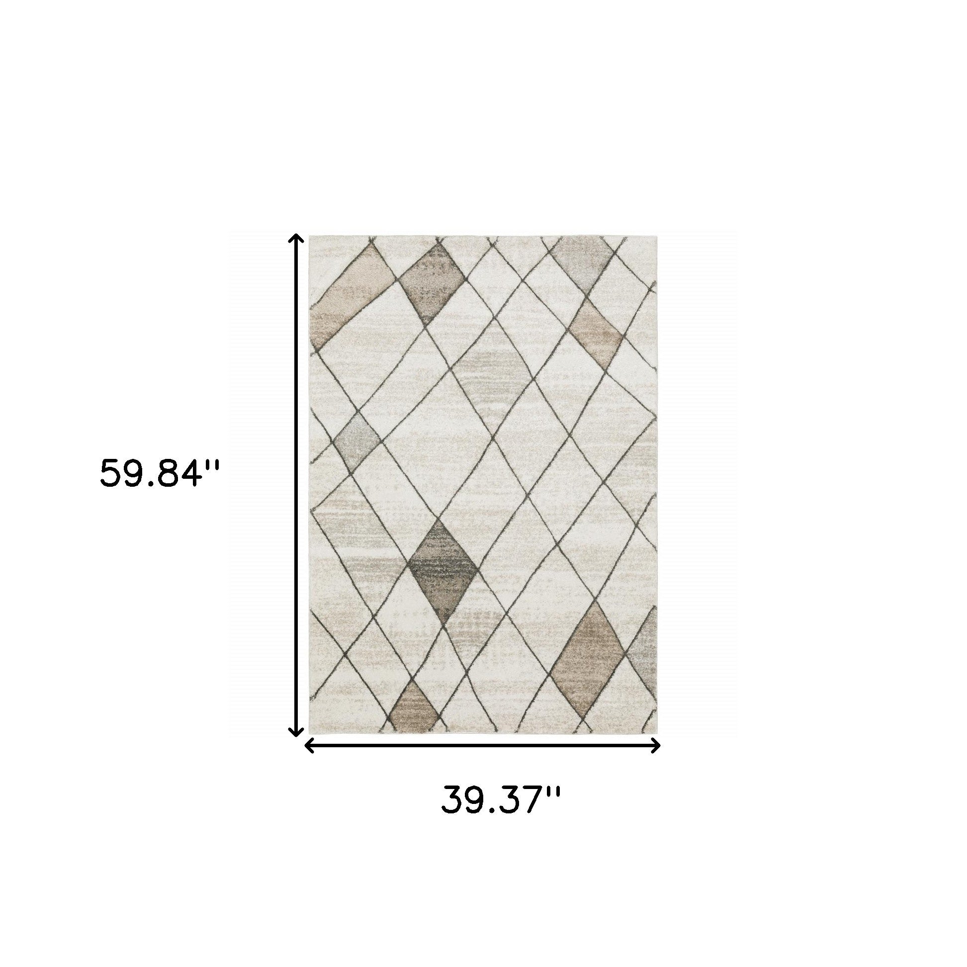 3' X 5' Beige Grey Tan And Brown Geometric Power Loom Stain Resistant Area Rug