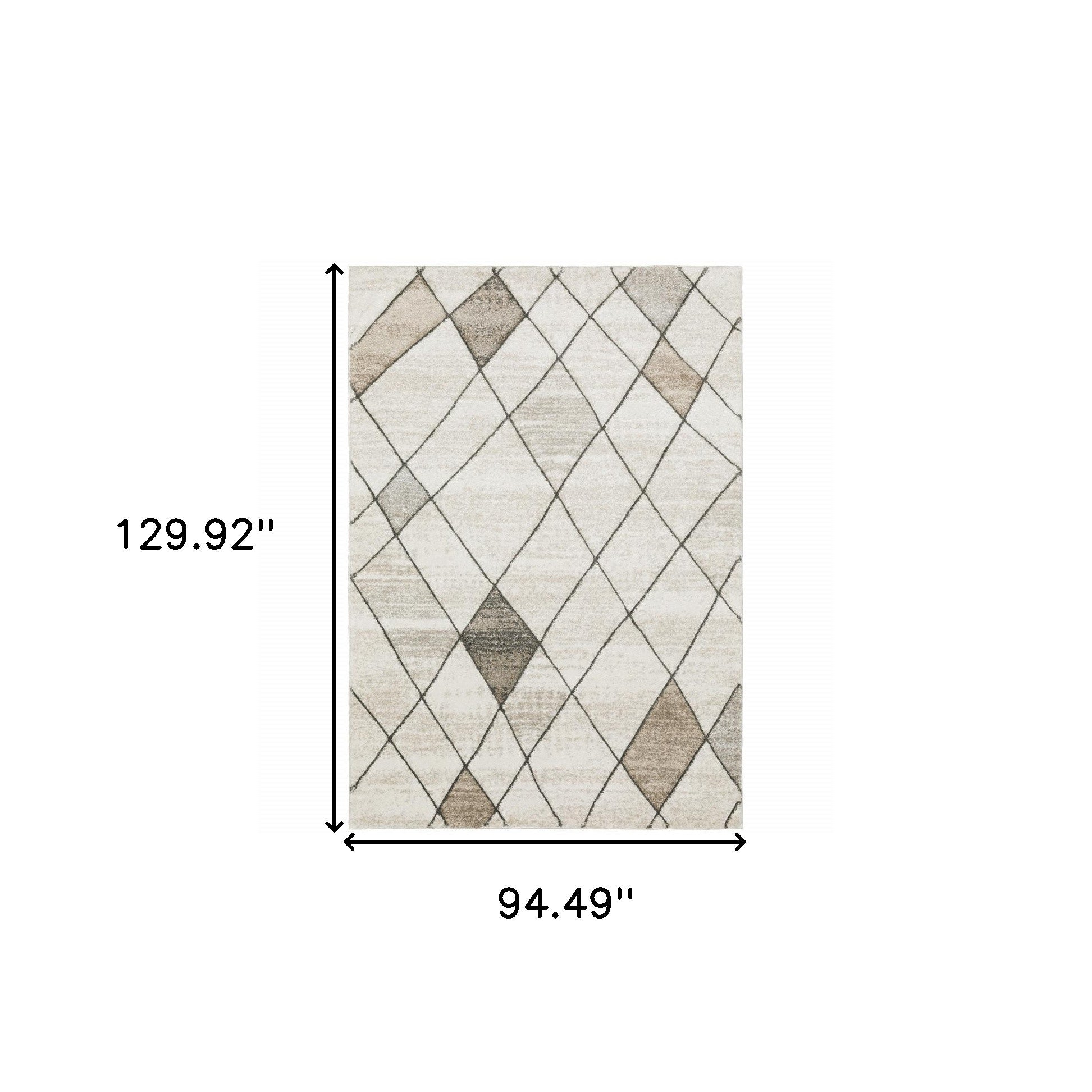 8' X 11' Beige Grey Tan And Brown Geometric Power Loom Stain Resistant Area Rug