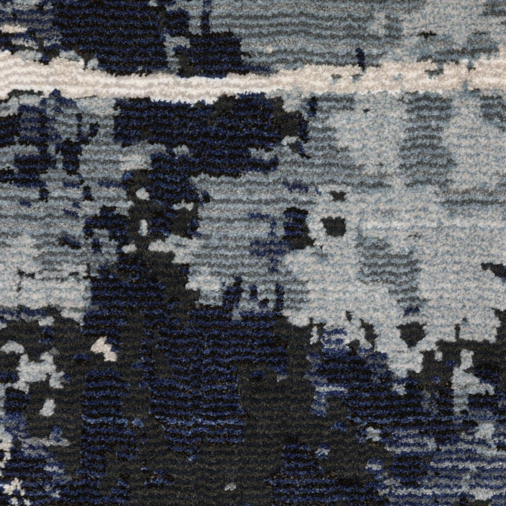 7' X 10' Blue Gray And Black Abstract Area Rug