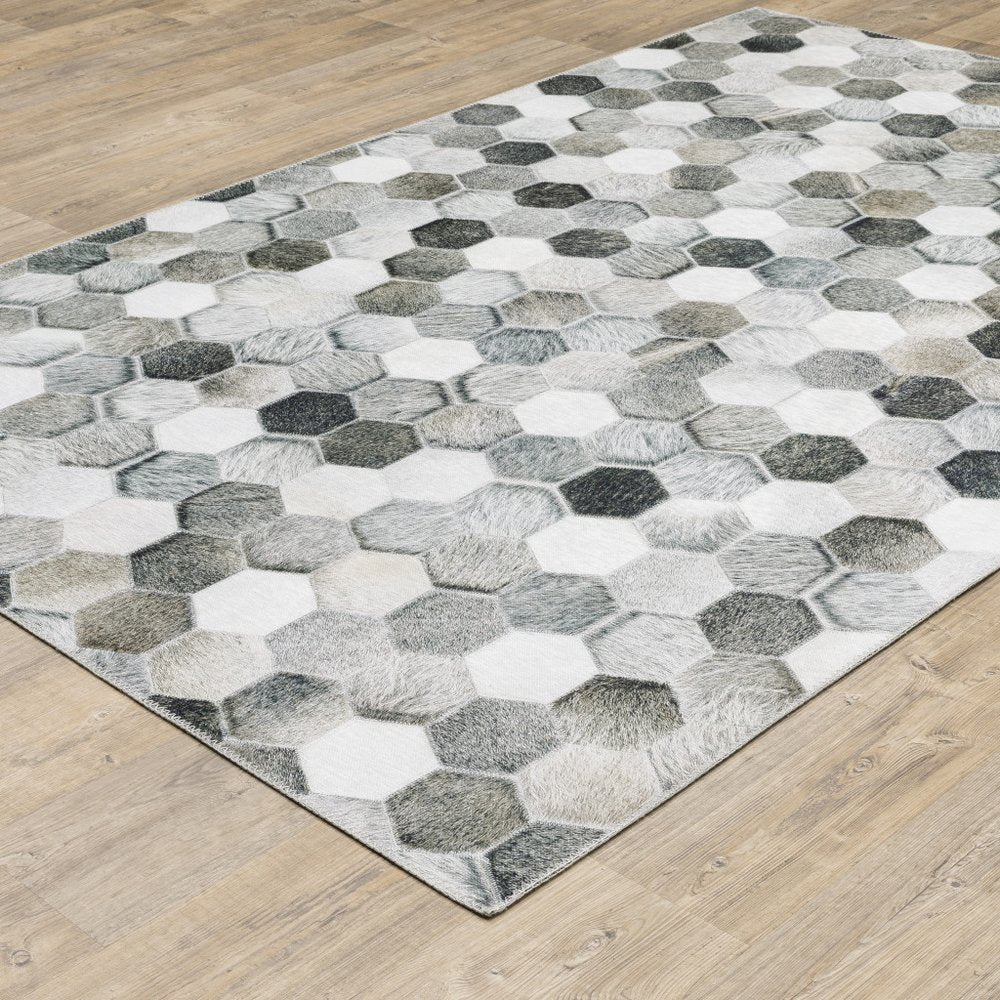 8' X 10' Gray And Charcoal Geometric Area Rug
