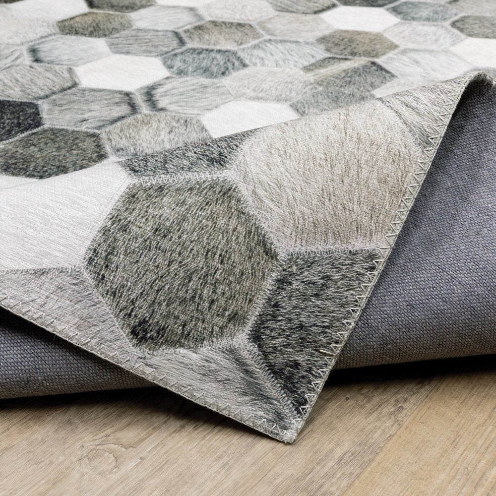 8' X 10' Gray And Charcoal Geometric Area Rug