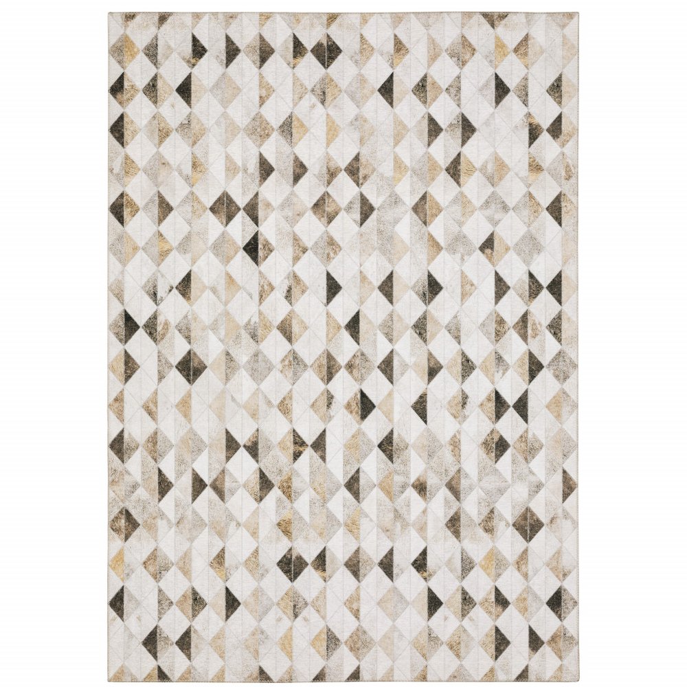 9' X 12' Beige And Gray Geometric Area Rug