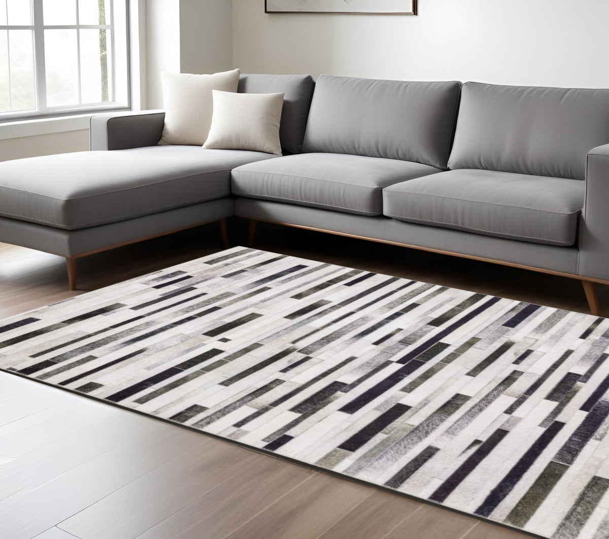 9' X 12' Gray And Charcoal Geometric Area Rug
