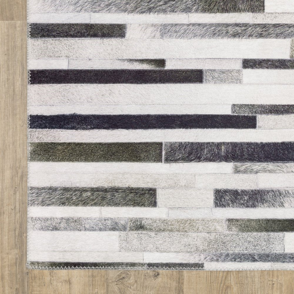 9' X 12' Gray And Charcoal Geometric Area Rug
