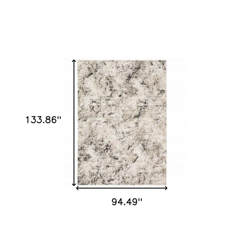 8' X 11' Ivory And Gray Abstract Area Rug