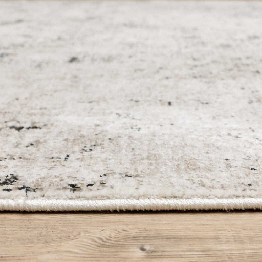 8' X 11' Ivory And Gray Abstract Area Rug