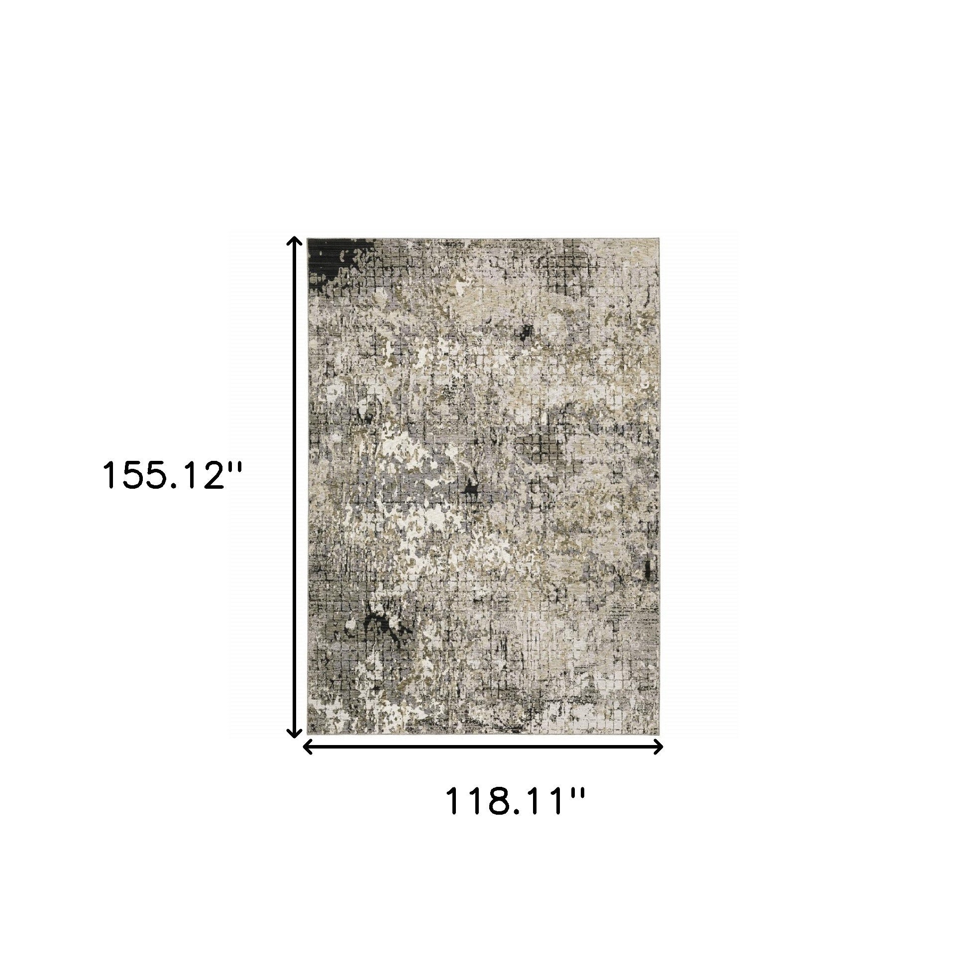 10' X 13' Grey Ivory Beige Charcoal Black Tan And Brown Abstract Power Loom Stain Resistant Area Rug