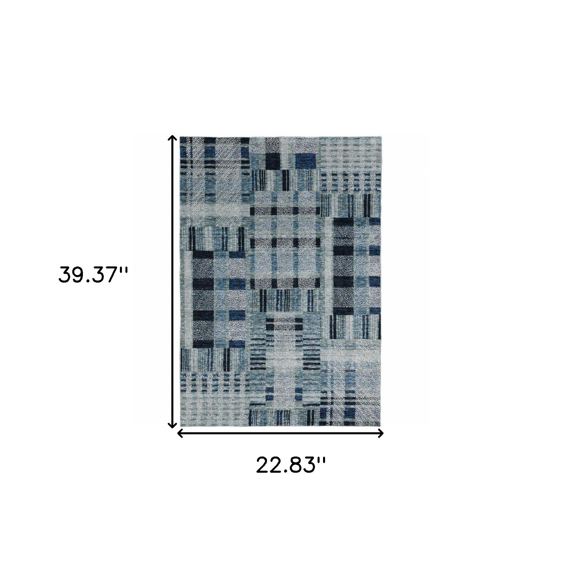 2' X 3' Blue Geometric Power Loom Area Rug