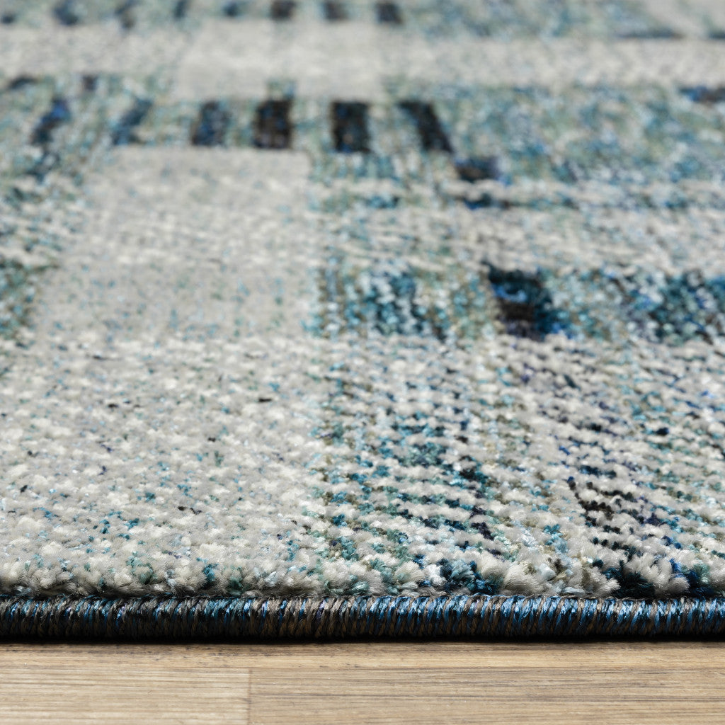 2' X 3' Blue Geometric Power Loom Area Rug