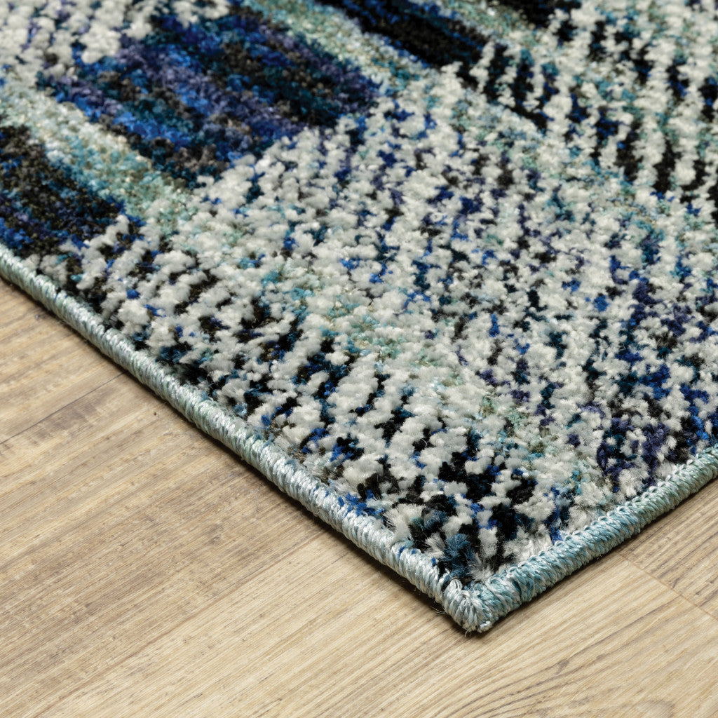 3' X 5' Blue Geometric Power Loom Area Rug