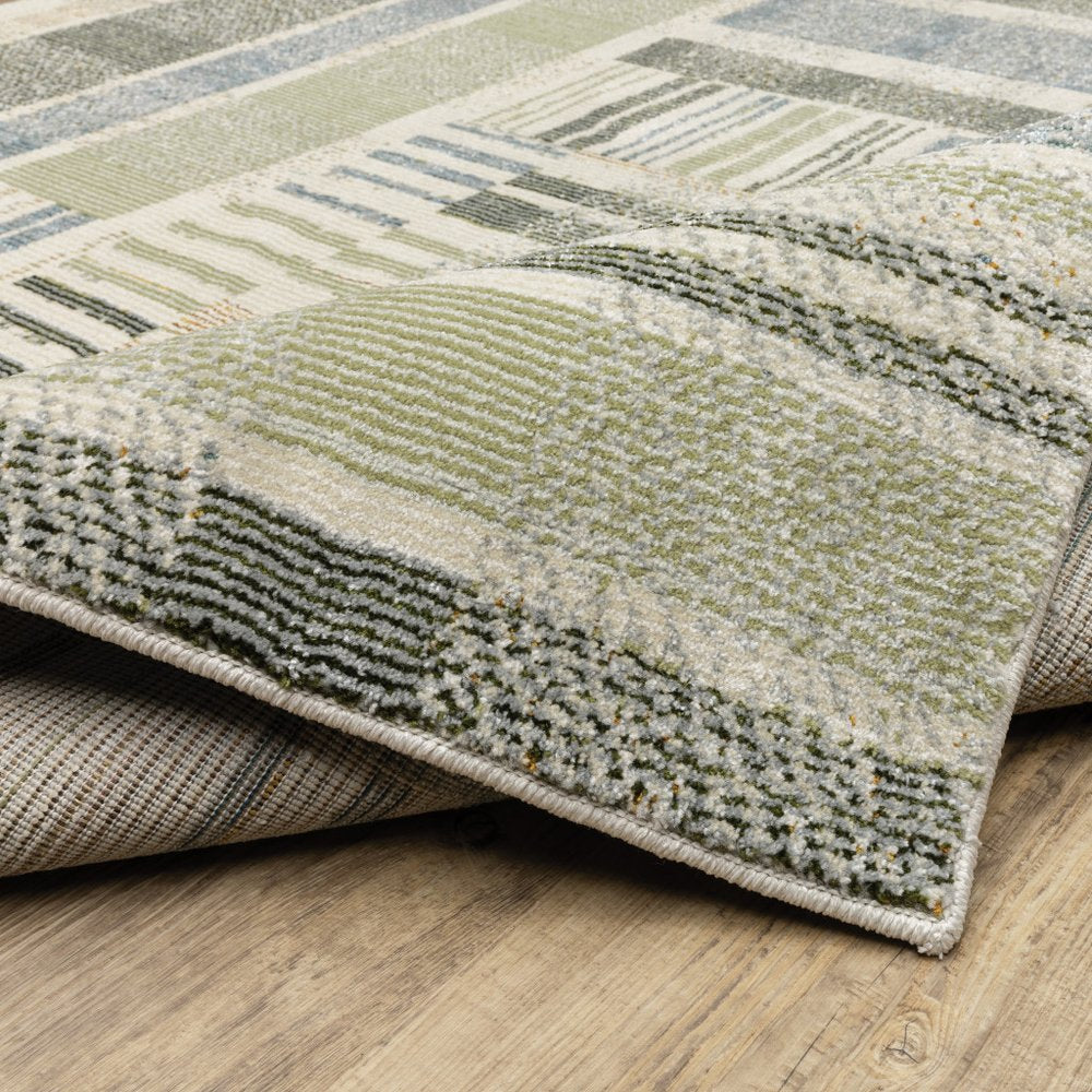 10' X 13' Blue And Green Geometric Area Rug