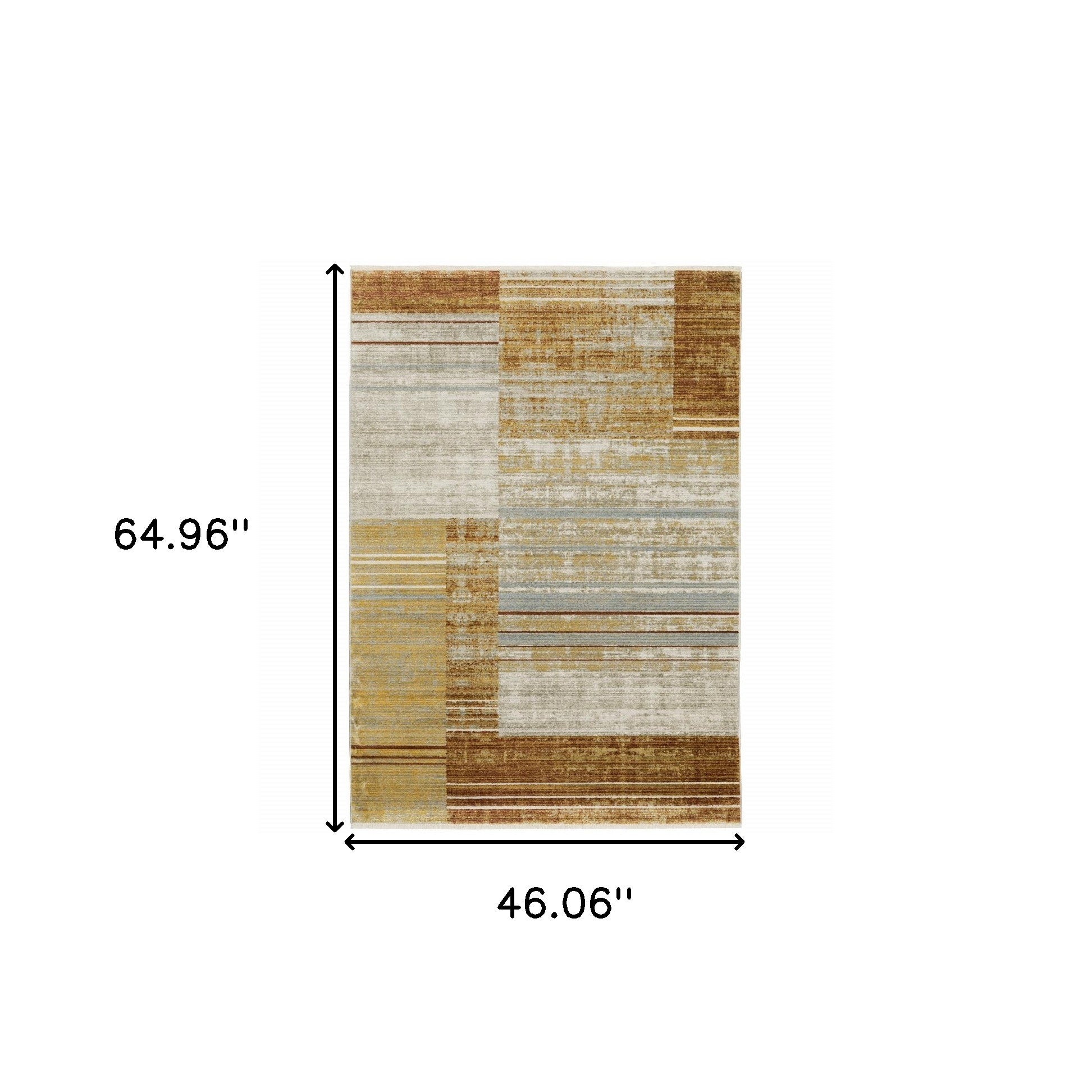 4' X 6' Rust Gold Blue Grey Ivory And Tan Geometric Power Loom Stain Resistant Area Rug With Fringe