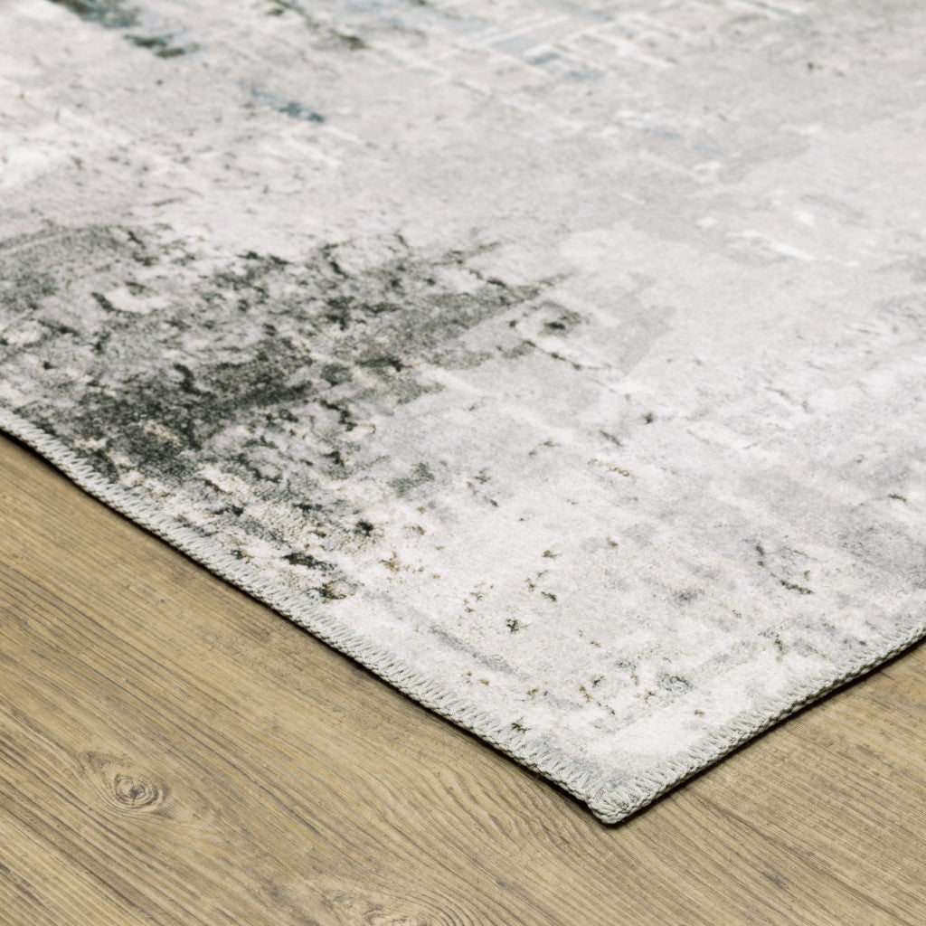 4' X 6' Silver and Gray Abstract Non Skid Area Rug