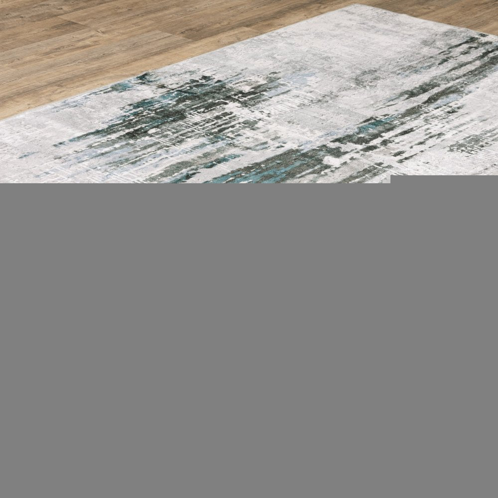 4' X 6' Silver and Gray Abstract Non Skid Area Rug