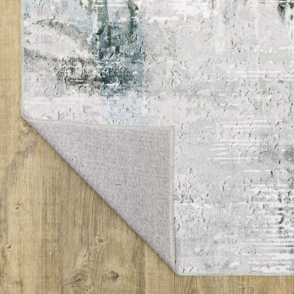 4' X 6' Silver and Gray Abstract Non Skid Area Rug