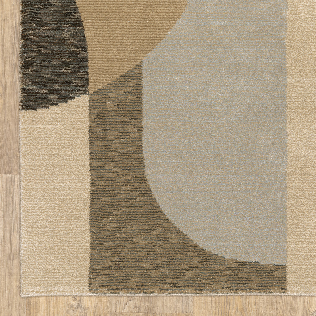 10' X 13' Brown And Ivory Geometric Power Loom Area Rug