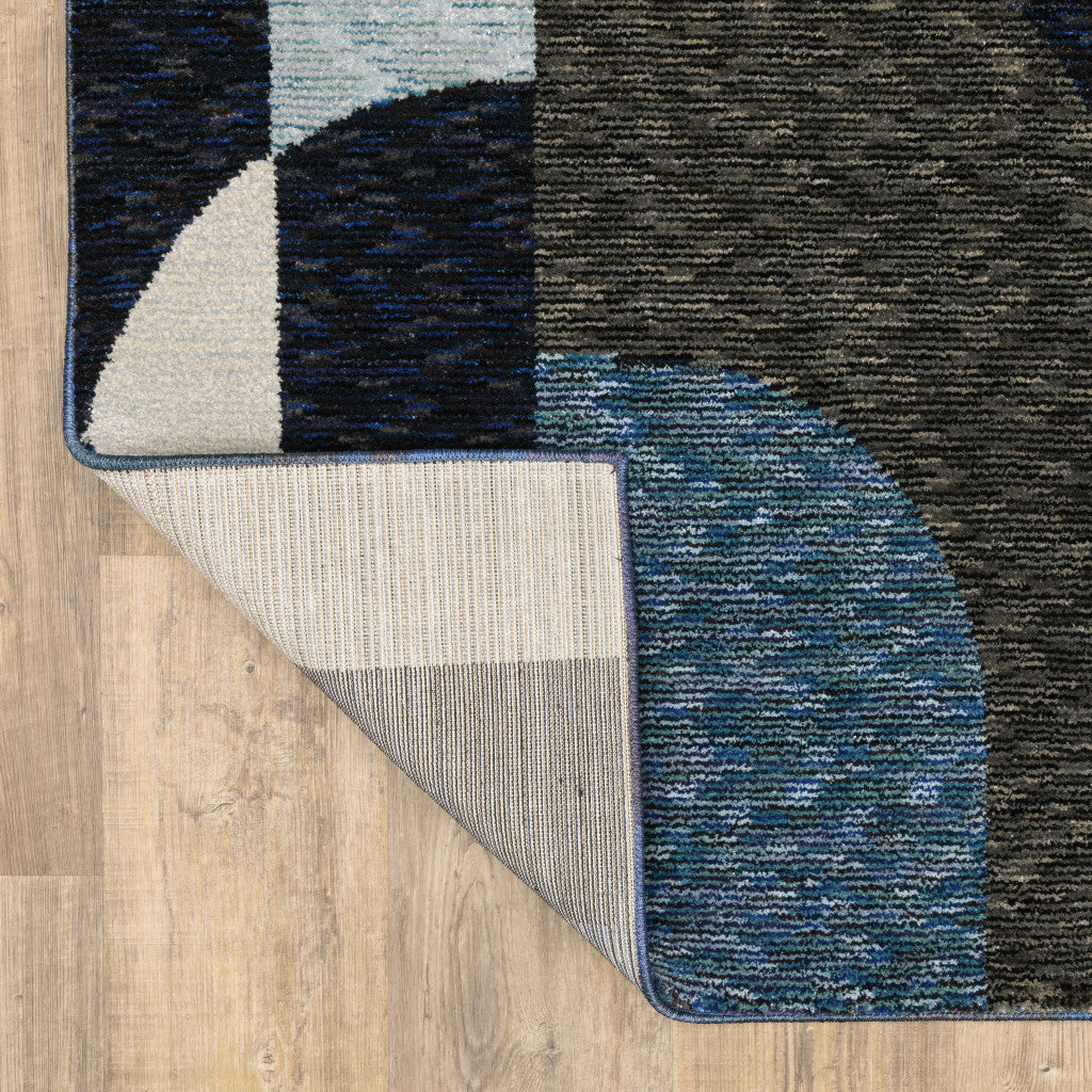 5' X 7' Blue And Gray Geometric Power Loom Area Rug