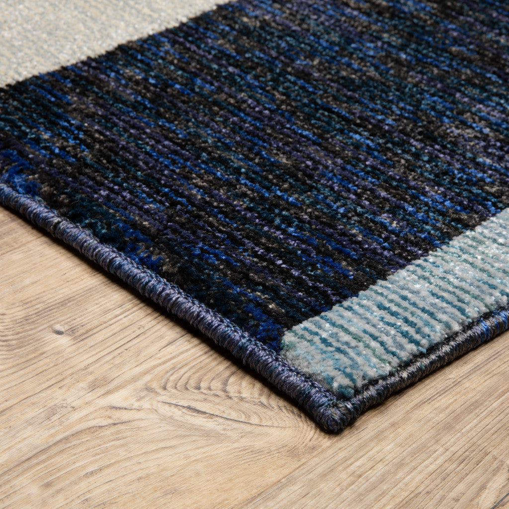 6' X 9' Blue And Gray Geometric Power Loom Area Rug