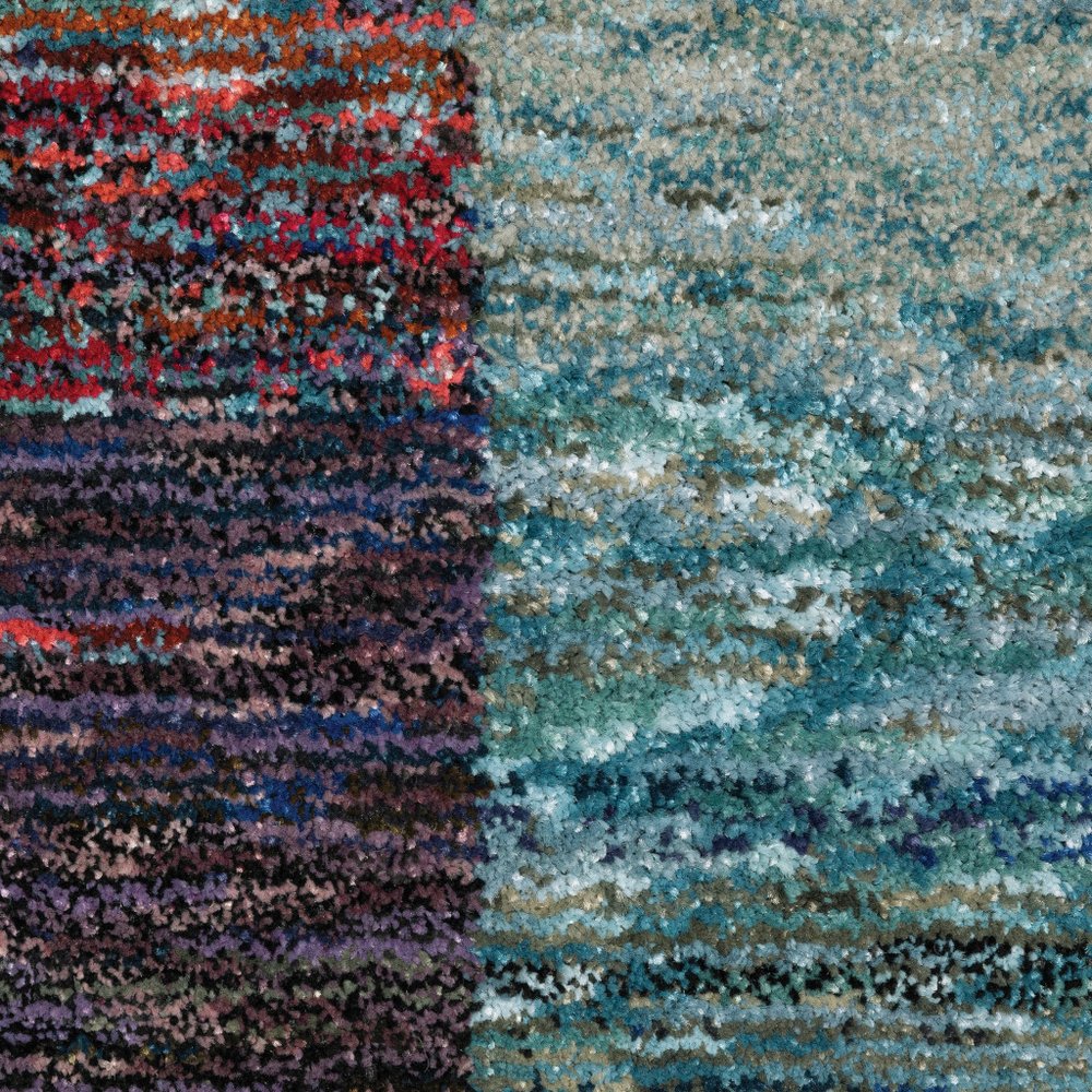 8' Purple And Red Geometric Runner Rug