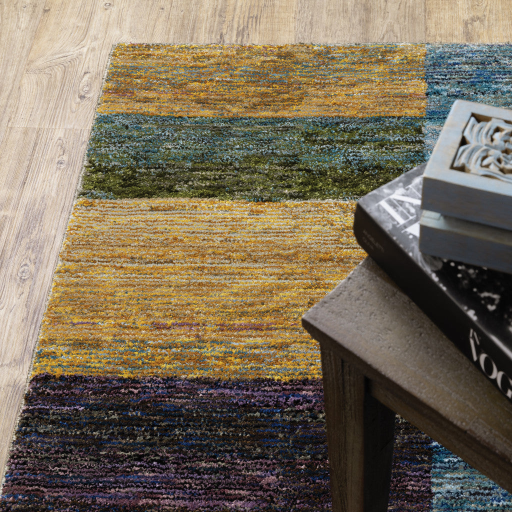 5' X 7' Purple and Red Geometric Power Loom Area Rug