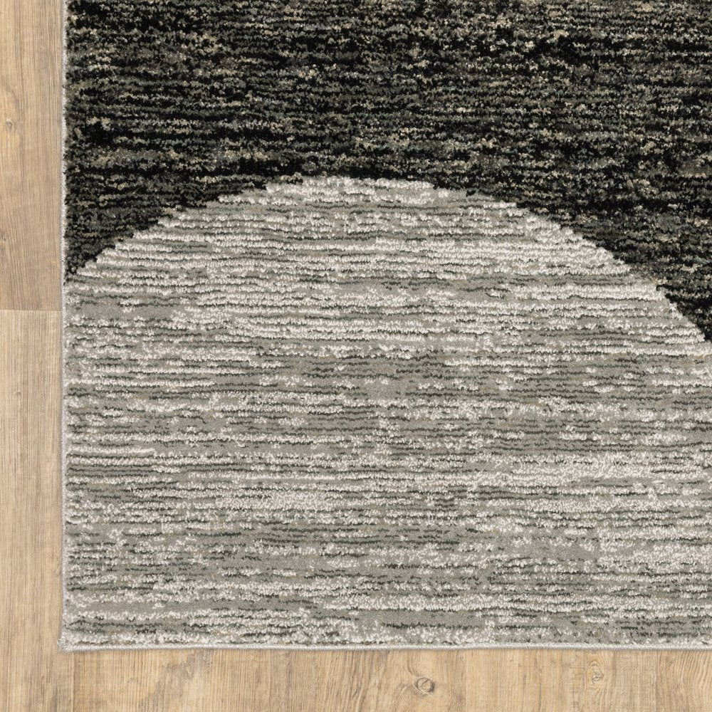 8' Gray And Ivory Geometric Runner Rug