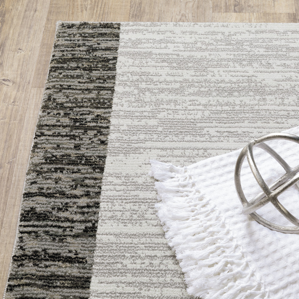 3' X 5' Gray and Ivory Geometric Power Loom Area Rug