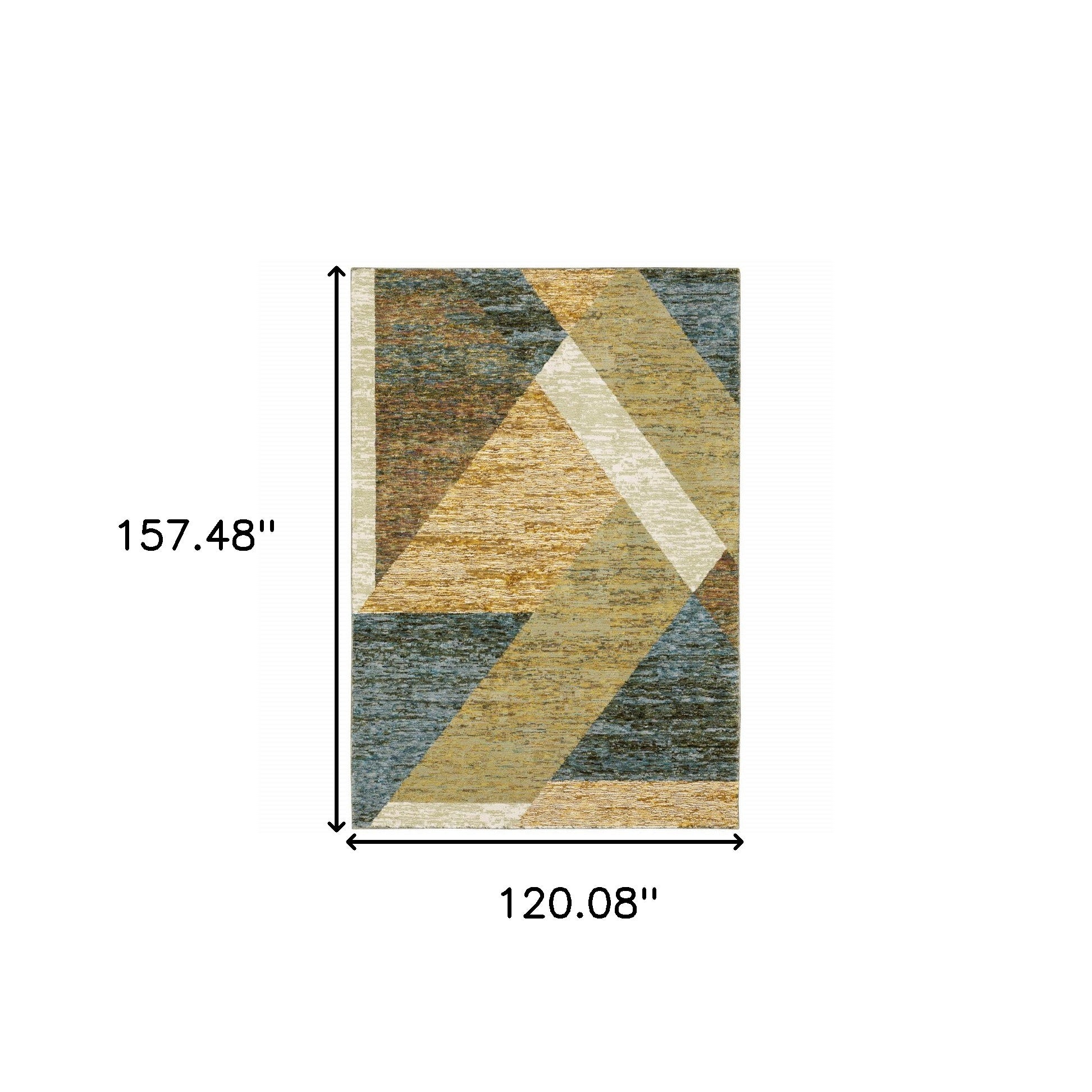 10' X 13' Gold Blue Green Rust Beige Purple And Teal Geometric Power Loom Stain Resistant Area Rug