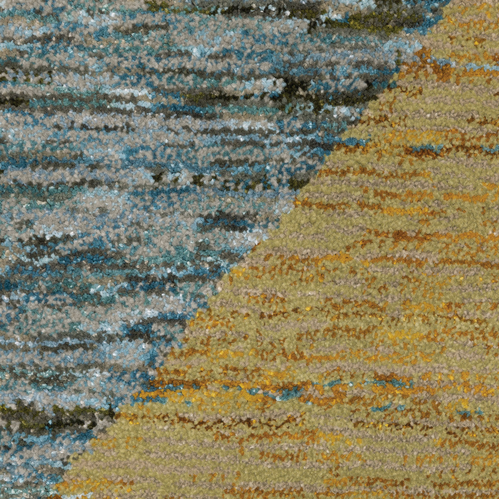 10' X 13' Gold Blue Green Rust Beige Purple And Teal Geometric Power Loom Stain Resistant Area Rug