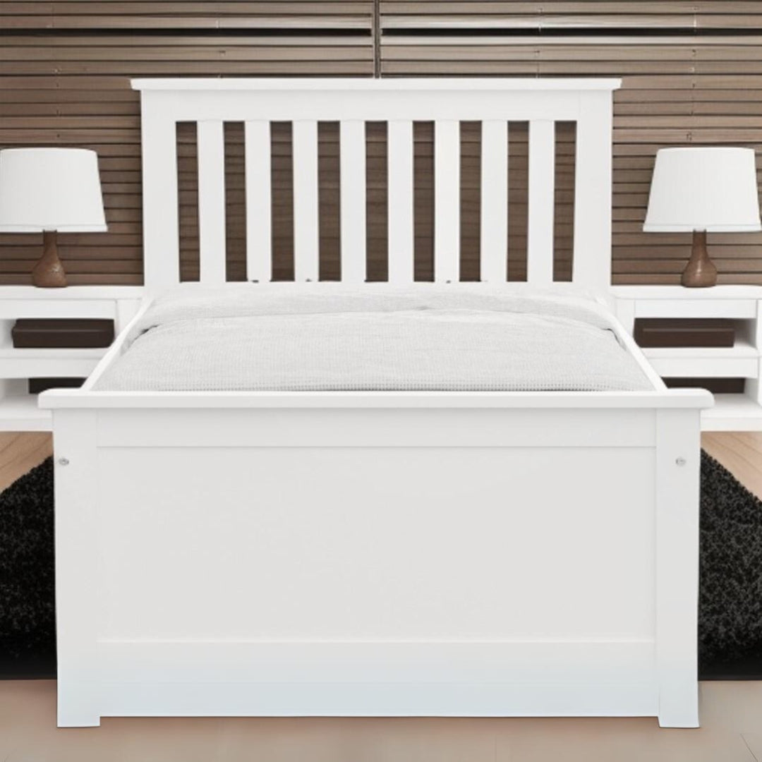 White Solid Wood Twin Bed With Pull Out Trundle