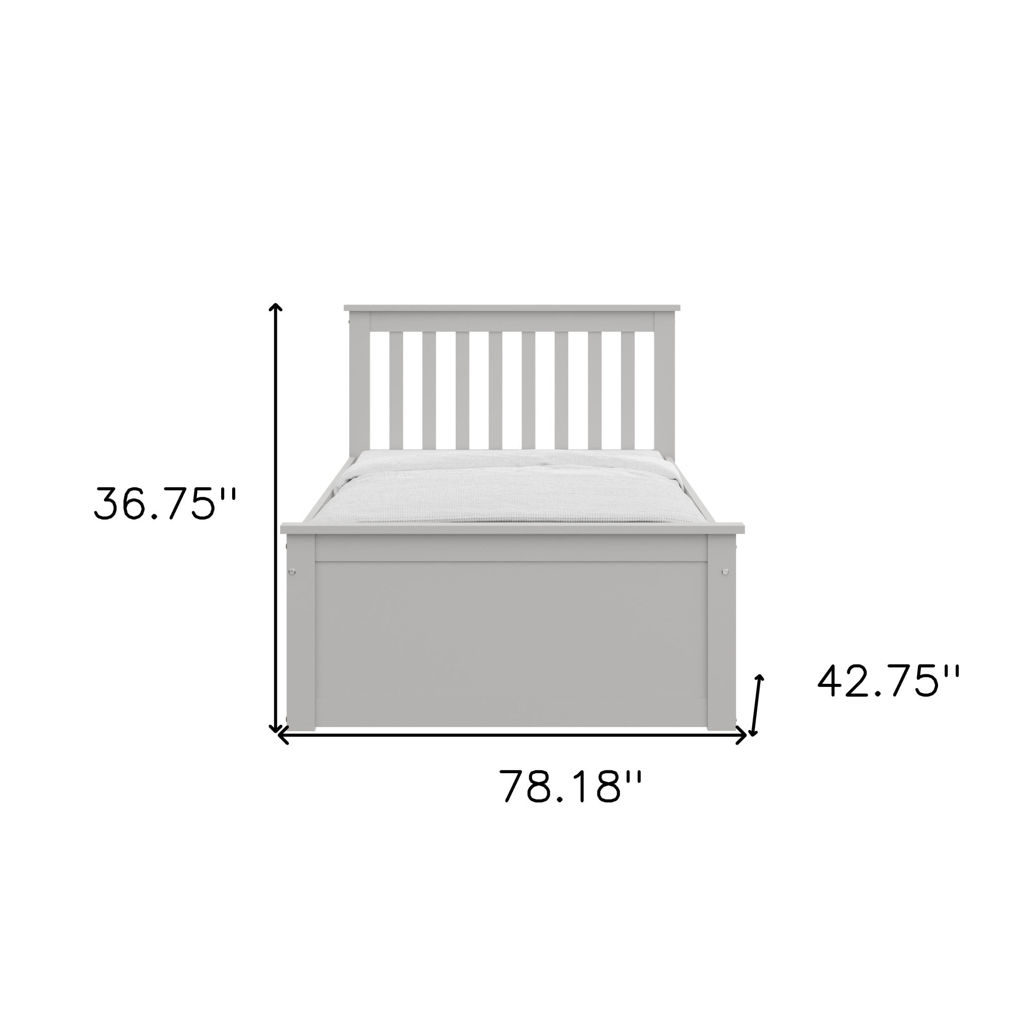 Gray Solid Wood Twin Bed With Pull Out Trundle