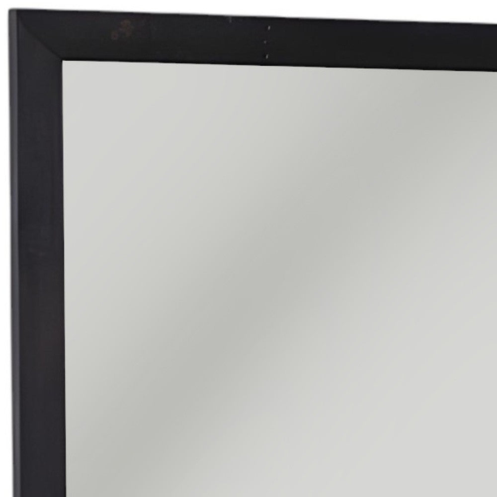 28" Dark Brown Solid Wood Framed Accent Mirror