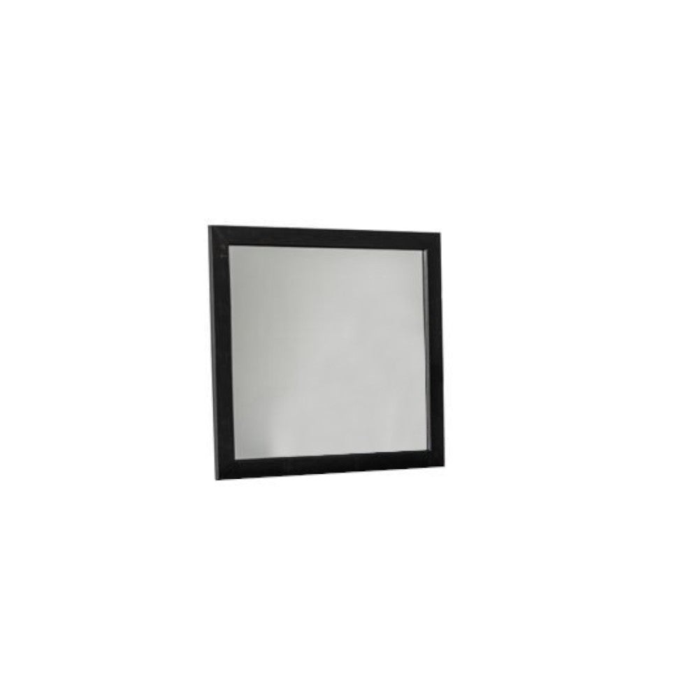 28" Dark Brown Solid Wood Framed Accent Mirror