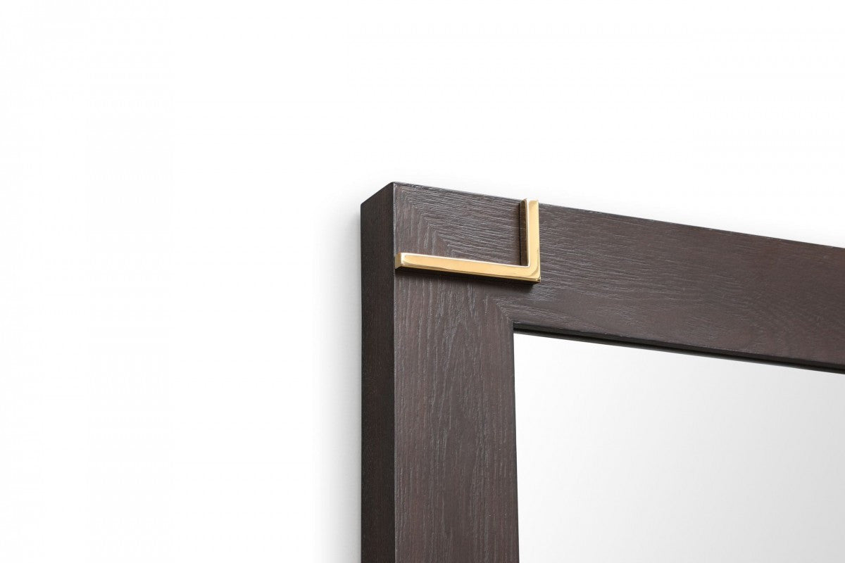 33" Brown and Gold Wood Framed Accent Mirror
