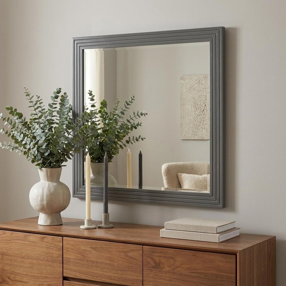 36" Gray Wood Framed Accent Mirror