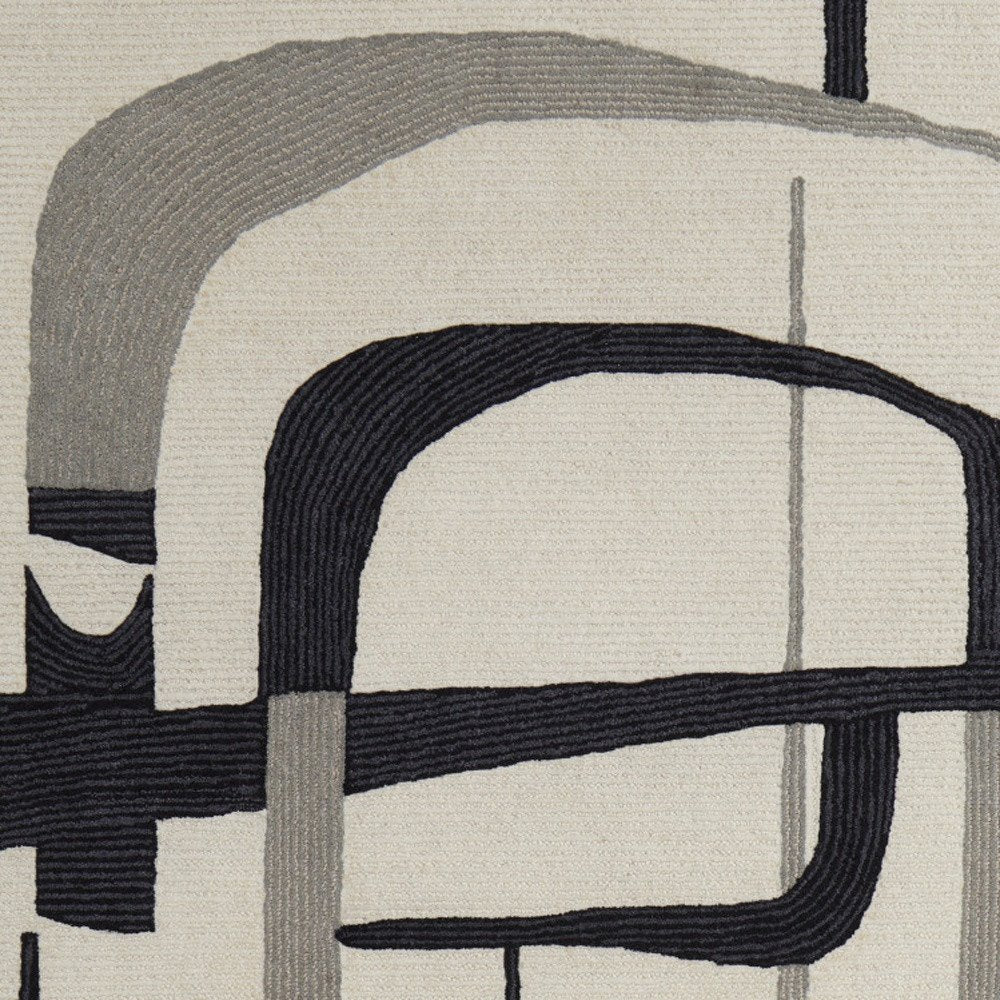 5' X 8' Gray and Ivory Wool Abstract Hand Tufted Area Rug