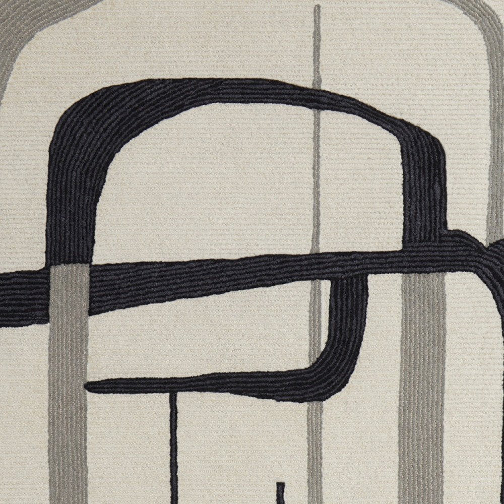 5' X 8' Gray and Ivory Wool Abstract Hand Tufted Area Rug