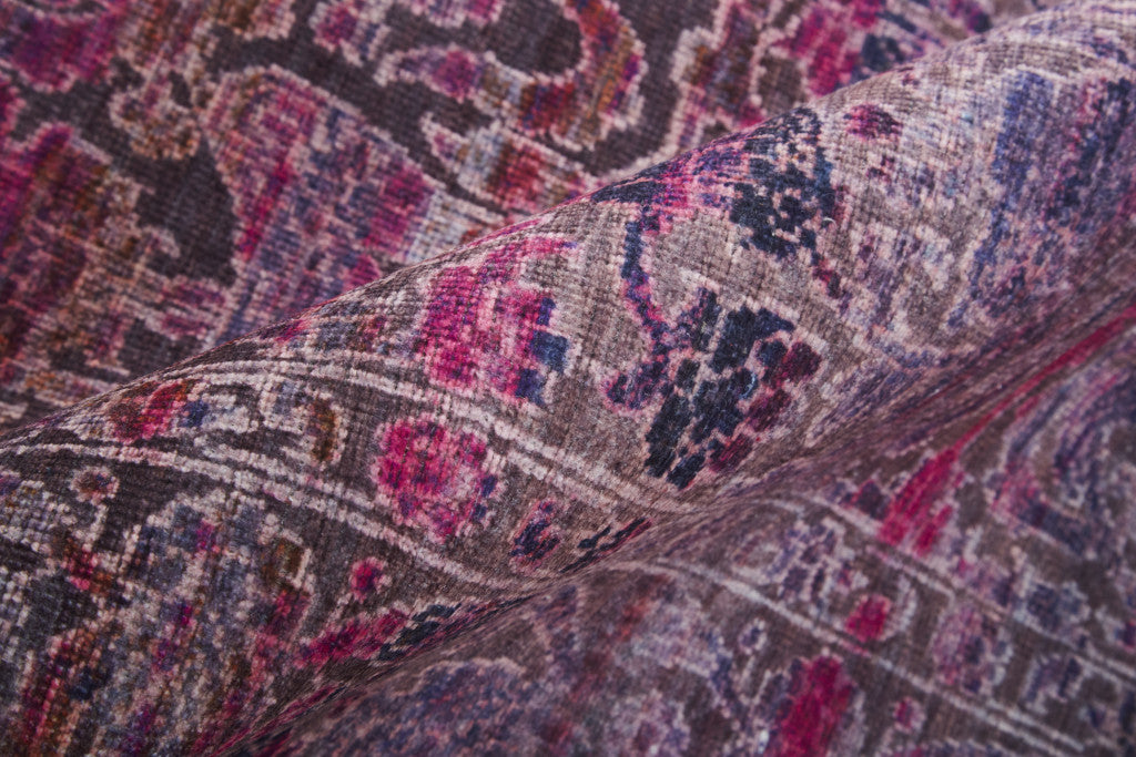 9' X 12' Pink And Purple Floral Power Loom Area Rug