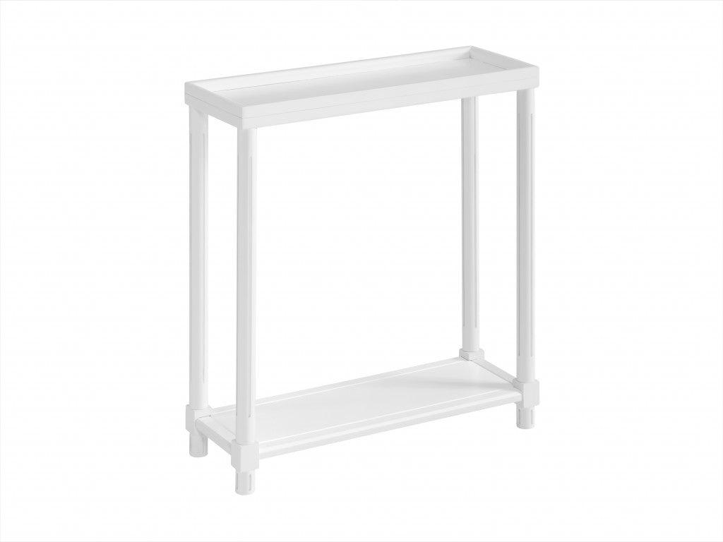 Set Of Two 24" White Wood Rectangular End Tables With Shelf