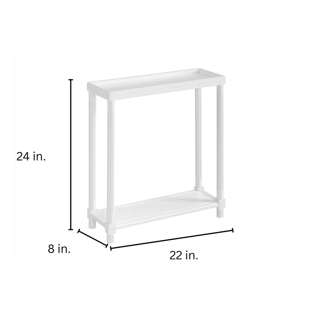 Set Of Two 24" White Wood Rectangular End Tables With Shelf