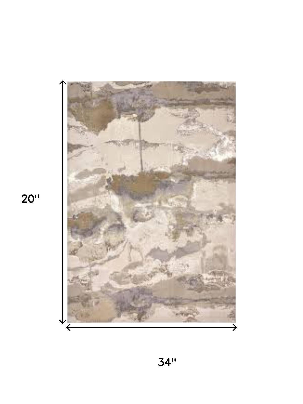 2' X 3' Ivory Brown And Gray Abstract Area Rug