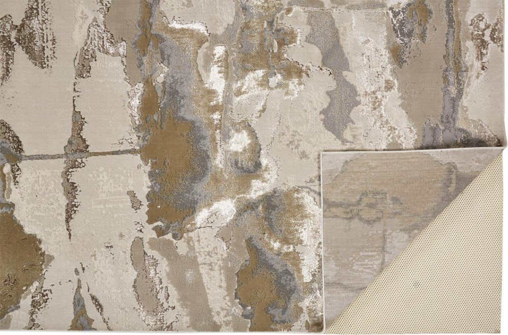 2' X 3' Ivory Brown And Gray Abstract Area Rug