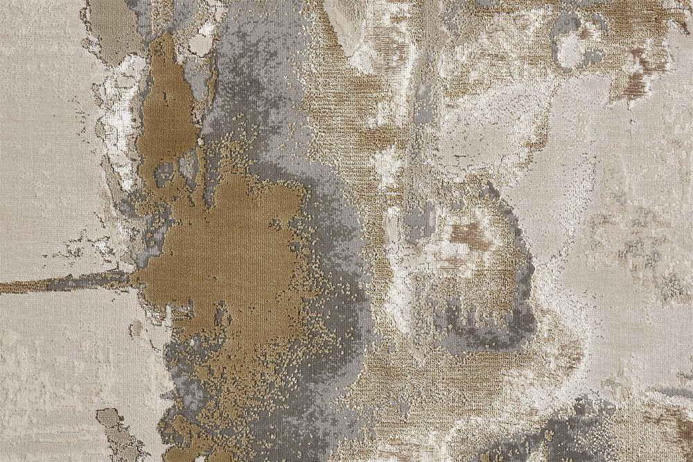 2' X 3' Ivory Brown And Gray Abstract Area Rug