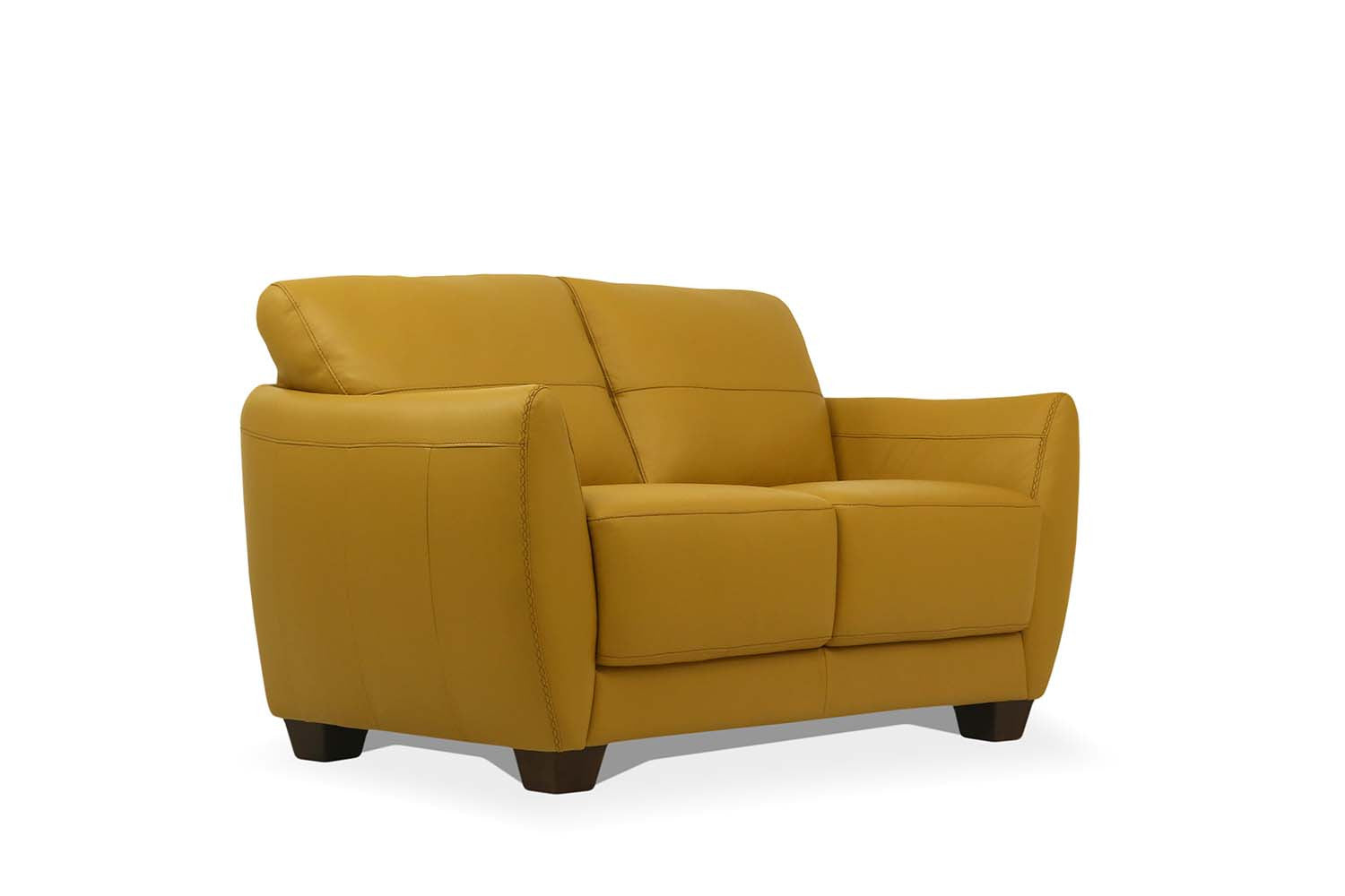 57" Mustard Leather And Black Love Seat